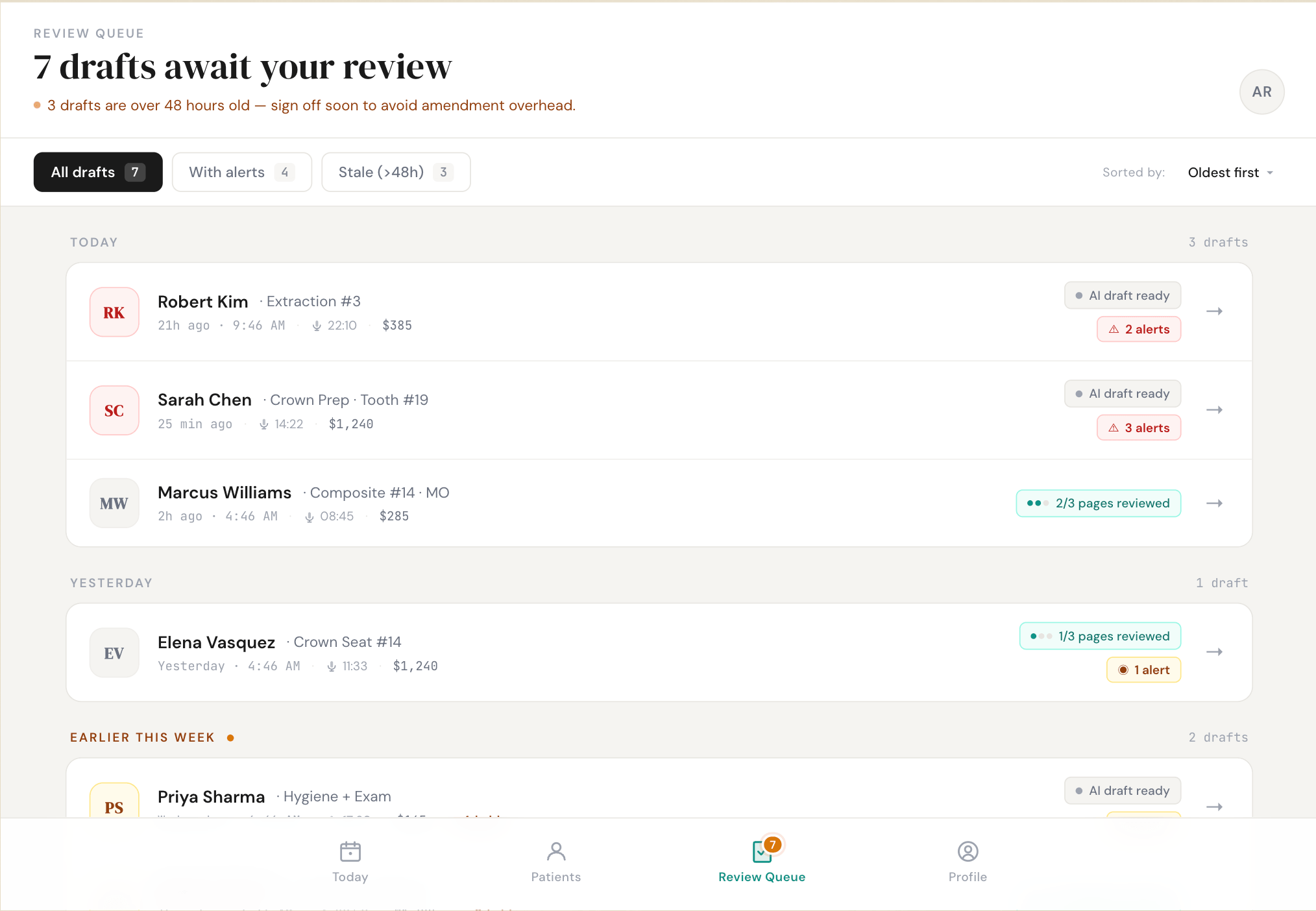Flow 6 · image 5 — 7 drafts await review
